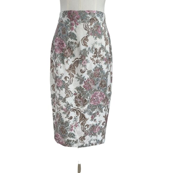 Vintage SL Fashions Floral Brocade Dress Set Puff Sleeve Peplum Bow Size 7/8 USA - Picture 10 of 14